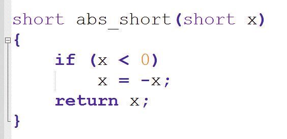 Figure 3: The abs_short() function has a vulnerability that is exposed by the min/max test. (Bild: Hitex)