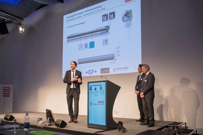Das Gemeinschaftsreferat hielten Thomas Wengi, GF Machinings International SA, Simon Windler, Fraisa SA und Dr. Josef Koch, Open Mind Technologies AG, (Thomas Entzeroth)