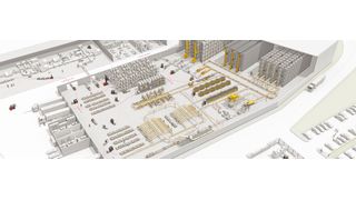 Das Warenlager der Zukunft wird nahezu komplett automatisiert sein. Die Beleuchtung kann somit heruntergedreht werden - daher der Begriff Dark Warehouse (Bild: Dematic)