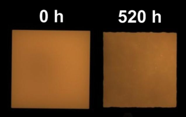 Bild 4: Unter dem Einfluss von Sonnenlicht schrumpft die leuchtende Fläche einiger OLEDs. (Hella)