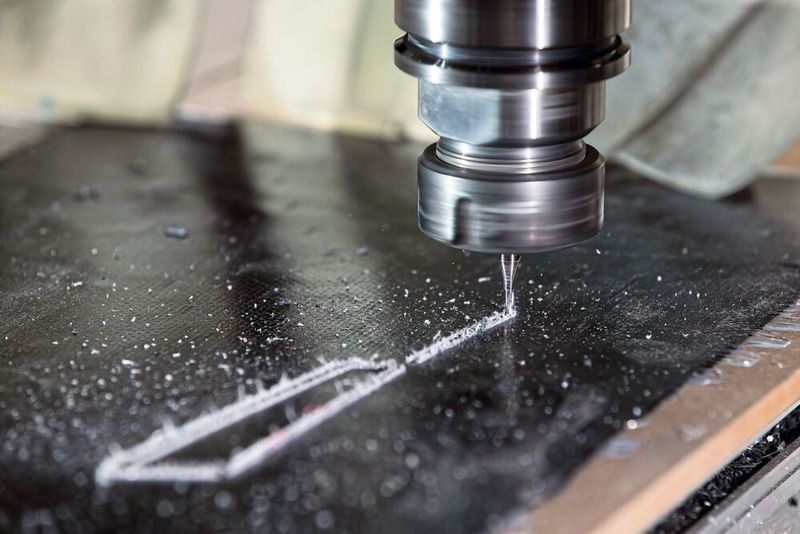 Fräsbearbeitung der CFK-Matten. Die ausgefransten Kanten stammen von dem Schutzgewebe. (Bild: Horn/Sauermann)