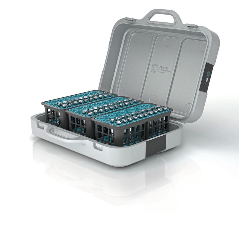 Das Koffersystem von Fette Compacting ermöglicht den sicheren Transport sowie die effiziente Reinigung und Lagerung der Tablettierwerkzeuge.
