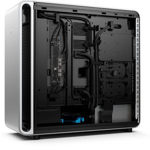 Der Alienware Area-51 zeichnet sich durch eine aufgeräumte Kabelführung aus. Das Gehäuse bietet noch Platz für zwei 2,5-Zoll-Laufwerke und eine 3,5-Zoll-HDD.(Bild:  Dell Technologies)