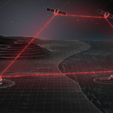 Scheme of a laser communication network linking satellites, maritime vessels, and a ground station. Source: Astrolight. (Source: Astrolight)