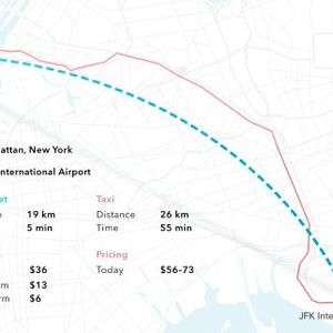 Von Manhatten zum JFK Airport braucht der Lilium Jet gerade einmal fünf Minuten ... und ist sogar günstiger als ein Taxi(Bild:  Lilium)