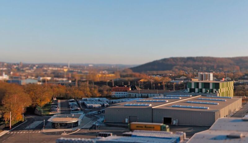 Panoramaaufnahme des Werks Hagen mit Vorhalle. (Dörken)