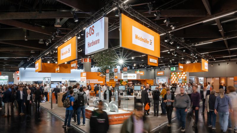 Weidmüllers Messestand auf der SPS 2026 ist in Halle 9, Stand 351. Zu den Highlights gehört die Anschlusstechnologie Snap In.(Bild:  Weidmüller Interface)