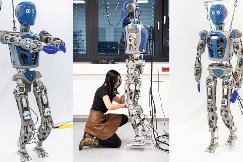 Forscher des DFKI haben ein KI-basiertes Steuerungssystem für humanoide Roboter entwickelt, mit dem menschenähnliche Fähigkeiten wie sicheres und stabiles Laufen oder andere komplexe Bewegungen erreicht werden können.  (Bild: DFKI, Annemarie Popp)