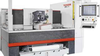 Tschudins Abkehr von der üblichen Lehre des Maschinenbaus beim Rundschleifen hat die spitzenlose Rundschleifmaschine 400 CNC proline geboren. Fast vollständig, heißt es, können Einricht- und Schleifprozesse bei ihr digital erfolgen. (Tschudin)
