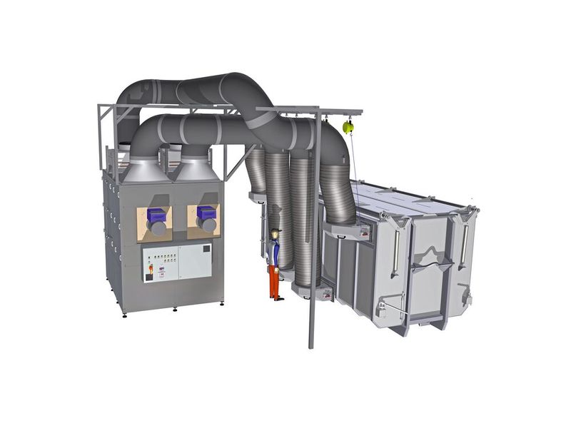 Trocknung im Abrollcontainer direkt unter der Kammerfilterpresse (Bild: Harter)