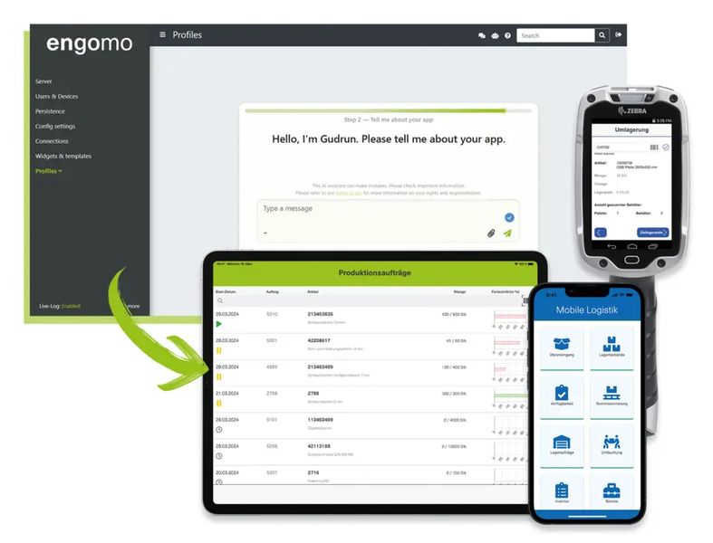 Mit Gold ausgezeichnet: Mit der Erweiterung um AI-Powered App-Building bringt Engomo einen KI-gestützten, prompt-basierten Entwicklungsansatz in die industrielle Prozessdigitalisierung. Fachliche Anforderungen werden in natürlicher Sprache formuliert und von der KI direkt in Benutzeroberflächen, Workflows und Integrationen innerhalb der engomo-Plattform übersetzt. So entstehen industrielle Anwendungen deutlich schneller und passgenauer, ohne auf Sicherheit, Wartbarkeit oder Kontrolle zu verzichten. Unternehmen können Entwicklungszyklen um bis zu 75 Prozent reduzieren und binden Fachbereiche aktiv in die Umsetzung missionskritischer Prozesse ein. (Bild: Engomo)