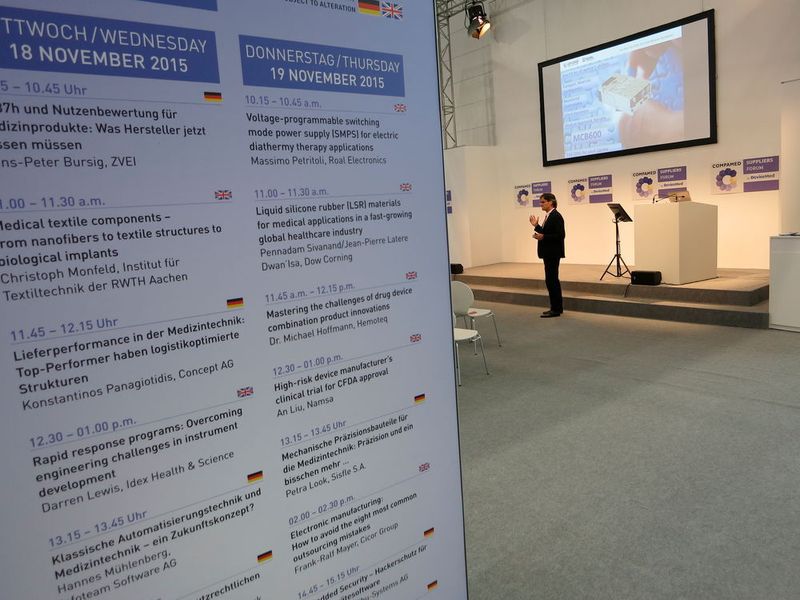 Deckt wieder (fast) alle aktuellen Themen ab: des Compamed Suppliers Forum by Devicemed in Halle 8b. (Reinhardt)
