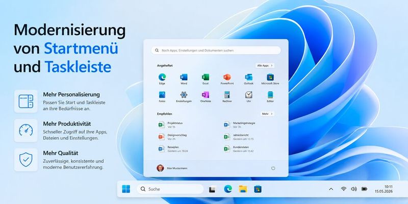„Windows 1 bekommt eine neue Task-Leiste und besseres Startmenü als bisher. (Bild:  Thomas Joos)