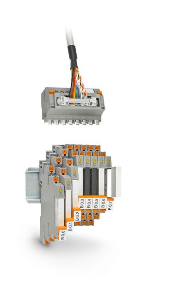 Variable Auswahl via V8-Adapter: kanalspezifische Bestückung mit elektromechanischem oder Solid-State-Relais  (Bild: Phoenix Contact)