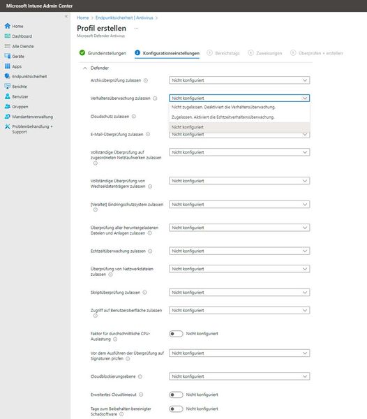 Über Microsoft Intune lässt sich auch der Malware-Scanner auf Endgeräten zentral steuern und überwachen. (Bild: Microsoft - Joos)