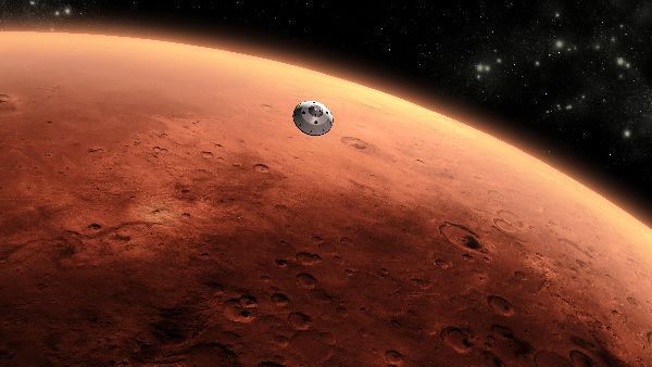 Das Mars Science Laboratory bei seiner Annäherung an den roten Planeten (Archiv: Vogel Business Media)