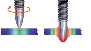Ablaufphasen beim lochlosen Fügen mit der Ejot FDS® Schraube. (Bild: Ejot)