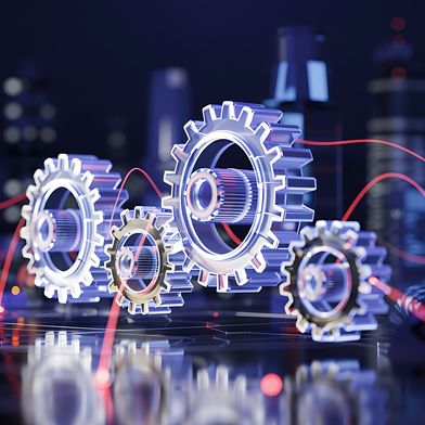 Über den Datenraum Antrieb 4.0 werden passende Antriebskomponenten direkt bei den angeschlossenen Herstellern abgefragt – mit einem Klick statt über mehrere Auslegungstools parallel.  (Bild: Design Stock / stock.adobe.com / KI-generiert)