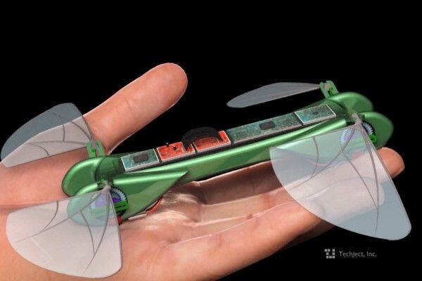 bei gemischtem Flugbetrieb (Schwebe- und Gleitflug) reicht der Akku für 25 bis 30 Minuten Betrieb (Bild: TechJect)