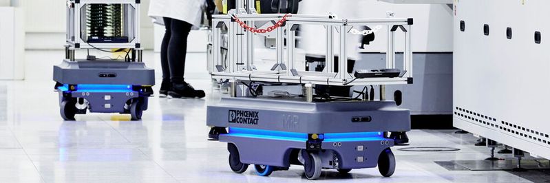 Das linksanreihbare Safety-Erweiterungsmodul PLC-Next-Steuerungen bietet sich für den Einsatz in fahrerlosen Transportsystemen an. Das linksanreihbare Safety-Erweiterungsmodul PLC-Next-Steuerungen bietet sich für den Einsatz in fahrerlosen Transportsystemen an.