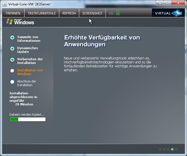 Abildung 6: Dank VNC-Zugriff ist die Installation eines Betriebssystems in die VM ohne Probleme möglich.  (Bild: Bär)
