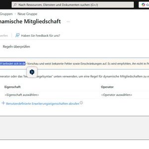 Im Entra Admin Center warnt das Fenster "Regeln für dynamische Mitgliedschaft" vor memberOf in Produktionsumgebungen, da sich der Operator in der Vorschau befindet. (Bild: Joos - Microsoft)