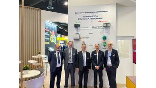 Auf der SPS in Nürmberg (v.l.): Steve Fales (ODVA), Matt Frazer (ODVA), Dr. Al Beydoun (ODVA), Dr. Vivek Hajarnavis (Rockwell) und Joakim Wiberg (ODVA).  (Bild: ODVA)