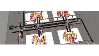 Zur Sortierung, Zwischenlagerung und Palettierung von Reifen für die Auto­mobilindustrie entwickelte Güdel eine Automatisierungslösung mithilfe einer 3D-Fabriksimulation. (Bild: Visual Components)