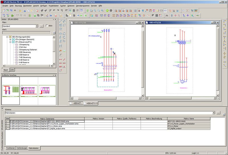 Standardisierte und flexible Projektierung auf Basis von Teilschaltungen und tabellarischer Makrobearbeitung. (Bild: Eplan)