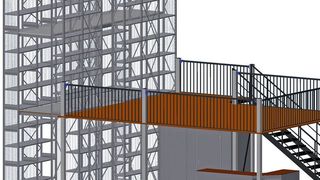 3D-Modell des Messestands von Rauscher F.X. und Saar Lagertechnik auf der diesjährigen Logimat in Stuttgart. (Rauscher F.X./Saar Lagertechnik)