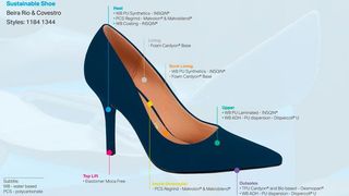 Covestro hat mit dem brasilianischen Schuhhersteller Calçados Beira Rio diesen eleganten Konzeptschuh entwickelt. Damit läuft es sich materialtechnisch wesentlich nachhaltiger.  (Calcados Beira Rio / Covestro)