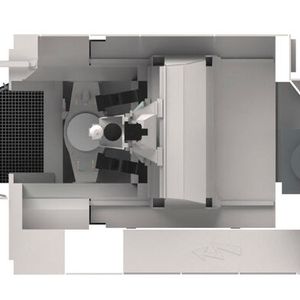 L'agencement compact du système composé de la FZ 16 S five axis et de la Variocell PALLET optimisée pour 26 palettes offre une grande flexibilité et une large autonomie dans la production à forte diversité de variantes.(Source :  Chiron Group)