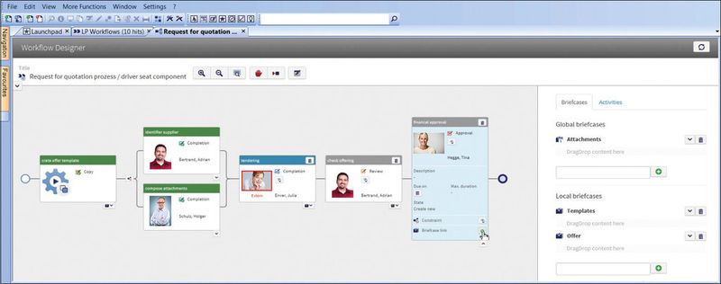 Workflow Designer: Mit dem neuen Workflow Designer können auch Anwender ohne große Vorkenntnisse einfach und intuitiv Arbeitsabläufe definieren und ausführen lassen. (Bild: Contact Software)