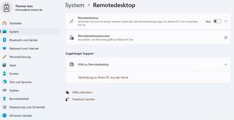 Die Aktivierung des Remotedesktops in den Windows 11 Systemeinstellungen ermöglicht eingehende RDP-Verbindungen auf den lokalen Rechner. (Bild: vitki (Gemini) / KI-generiert)