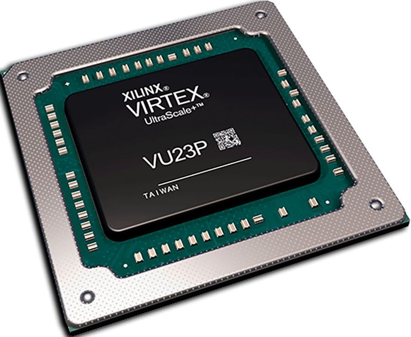 Serverfähig: Das „Virtex-UltraScale+ VU23P“-FPGA von Xilinx bietet sowohl 58G-PAM4-Transceiver als auch PCIe-Gen4-Schnittstellen.