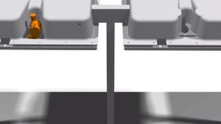 Der konventionelle Elektromotor (links, orange hervorgehoben) wurde durch einen direkt in
die Abdeckungsstruktur integrierten Formgedächtnisdraht ersetzt (rechts). Im Ergebnis können 90 % des Gewichts sowie 85 % des Bauraums eingespart werden. (Bild: Fraunhofofer-IWU)