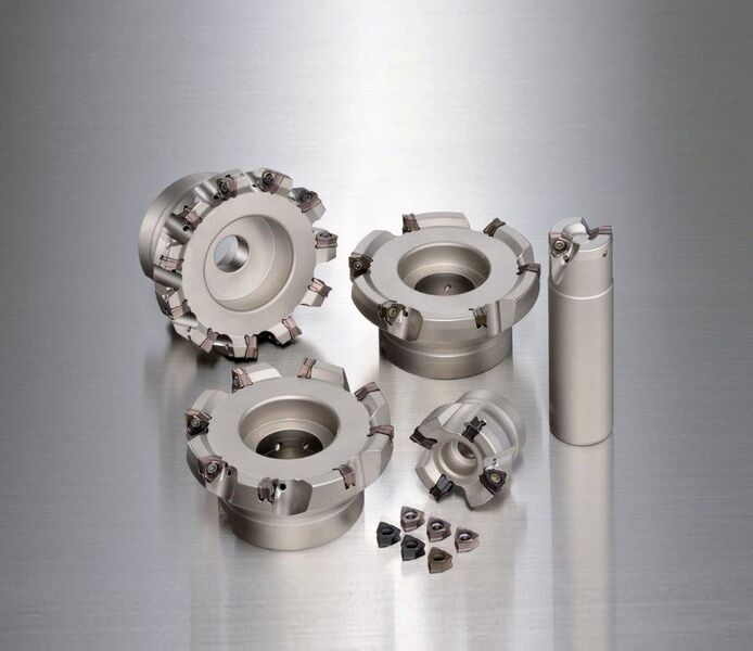 A new design of a milling cutter body and insert from Sumitomo increases the economic advantages by making available a double-sided milling insert with six corners, the company says. (Source: Sumitomo)