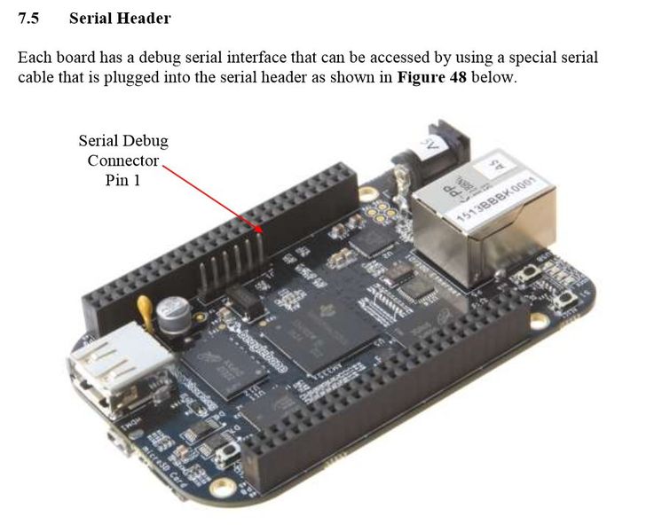 Beaglebone Black: Serial Debug Header (Bild: TI / beagleboard.org)