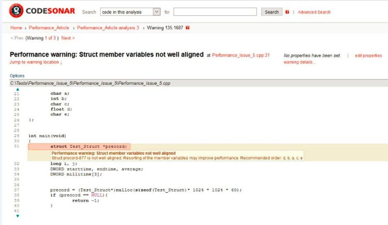 Bild 5: Ein einfacher Checker – hier in CodeSonar von GrammaTech integriert – erleichtert die Performance-Optimierung deutlich. (Verifysoft)