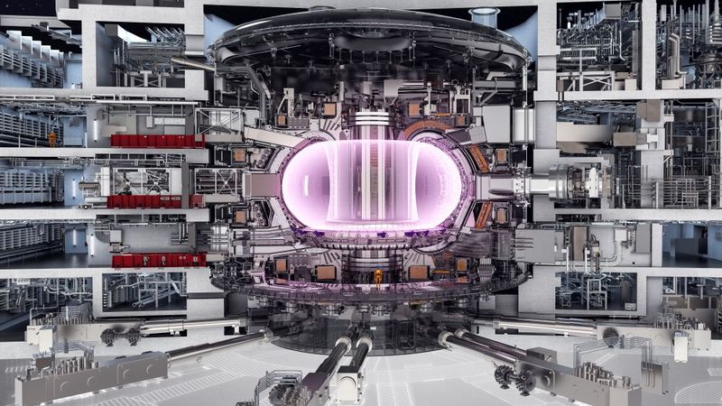 Das Tritium‑Brutblanket (TBB) ist zentral für D‑T‑Fusionsreaktoren: Es erzeugt den in der Natur kaum vorhandenen Brennstoff Tritium (Deuterium ist in Wasser reichlich vorhanden, ca. 150 ppm) und gewinnt zugleich hochwertige Wärme aus schnellen Neutronen. Das Institut für Neutronenphysik und Reaktortechnik (INR) des KIT leitet die deutsche und europäische TBB‑Entwicklung. Referenzkonzept im EUROfusion‑Programm ist das Helium Cooled Pebble Bed (HCPB) mit Pin‑Monoblock, Brüterpins mit Lithiumoxid‑Keramikkügelchen zur Tritiumerzeugung sowie bleihaltigen Neutronenvervielfachern. (Bild: ITER)