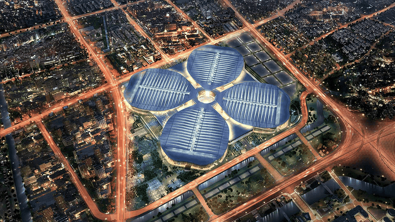 Über 4.900 Aussteller auf rund 390.000 m² Ausstellungsfläche: Die Chinaplas 2026 findet dieses Jahr vom 21. bis 24. April im National Exhibition and Convention Center (NECC) in Shanghai statt.(Bild:  NECC)