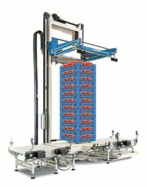 Auf der Fruit Logistica stellt Mosca die Evolution Sonixs MS-6-H vor. Die Horizontalumreifungsmaschine schafft laut Hersteller fünf Umreifungen in 20 s. (Mosca)