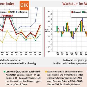 Im Jahresvergleich ist der Gesamtumsatz deutlich gewachsen, vor allem Enterprise-Kunden sind kauffreudig.