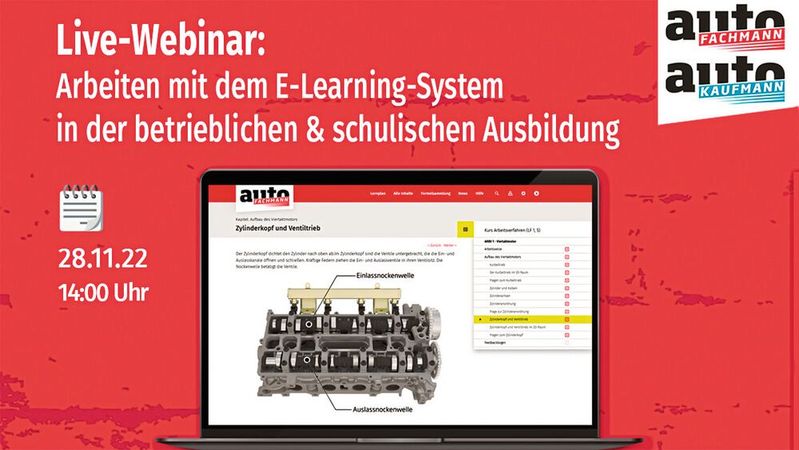 Das Live-Webinar informiert zur Arbeit mit den E-Learning-Systemen.(Bild:  autoFACHMANN/autoKAUFMANN)
