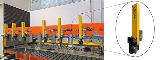 Das Schnellspannsystem «Flexline-R» ist mit einer geschweissten Zug-Schub-Kette aus Edelstahl erhältlich und eignet sich besonders für automatisierte Pressenstrassen mit häufigem Werkzeugwechsel.(Bild:  Roemheld)
