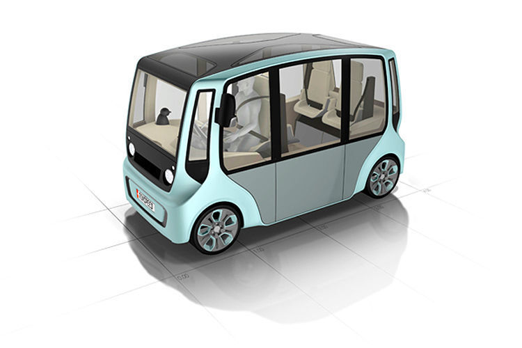 Der Rinspeed microMax: das elektrisch angetriebene Stadtauto bietet dank Stehsitzen viel Platz auf wenig Fläche (Rinspeed)