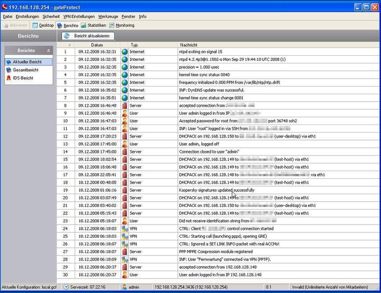 Umfangreiche Berichte liefern bei Gateprotect Aufschluss über die Kommunikation der Benutzer und Server. (Archiv: Vogel Business Media)