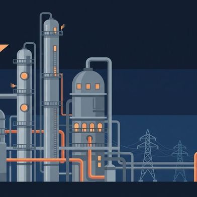 Rund um die Uhr am Netz: Die Prozessindustrie läuft ohne Pause und mit ihr die Stromrechnung. (Bild: Gemini / KI-generiert)