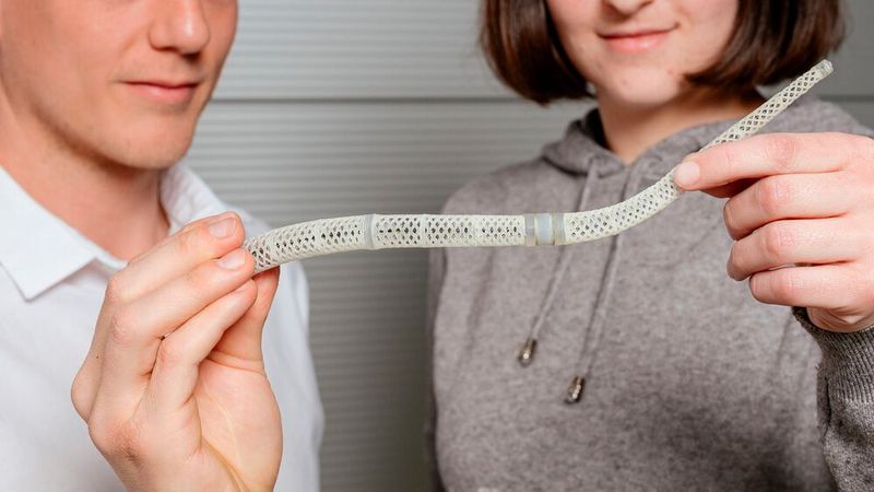 Festo und ein Forschungsteam der Universität des Saarlandes haben einen rüsselartigen Roboterarm entwickelt. Das bionische System hat im Vergleich zu üblichen Roboterarmen viele Vorteile.(Bild:  Universität des Saarlandes)