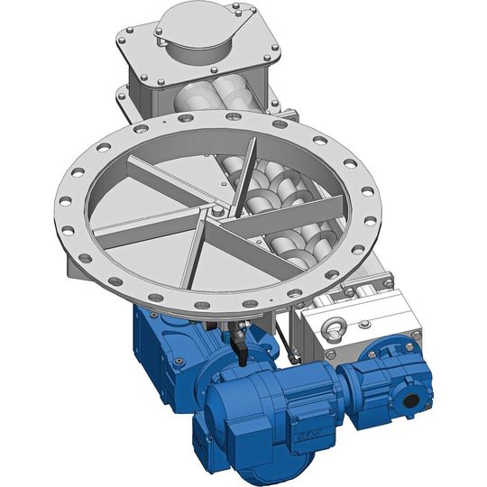3D-Grafik des Mehrwellendosiergeräts DDMG für schwer fließende Produkte(Bild:  Derichs)
